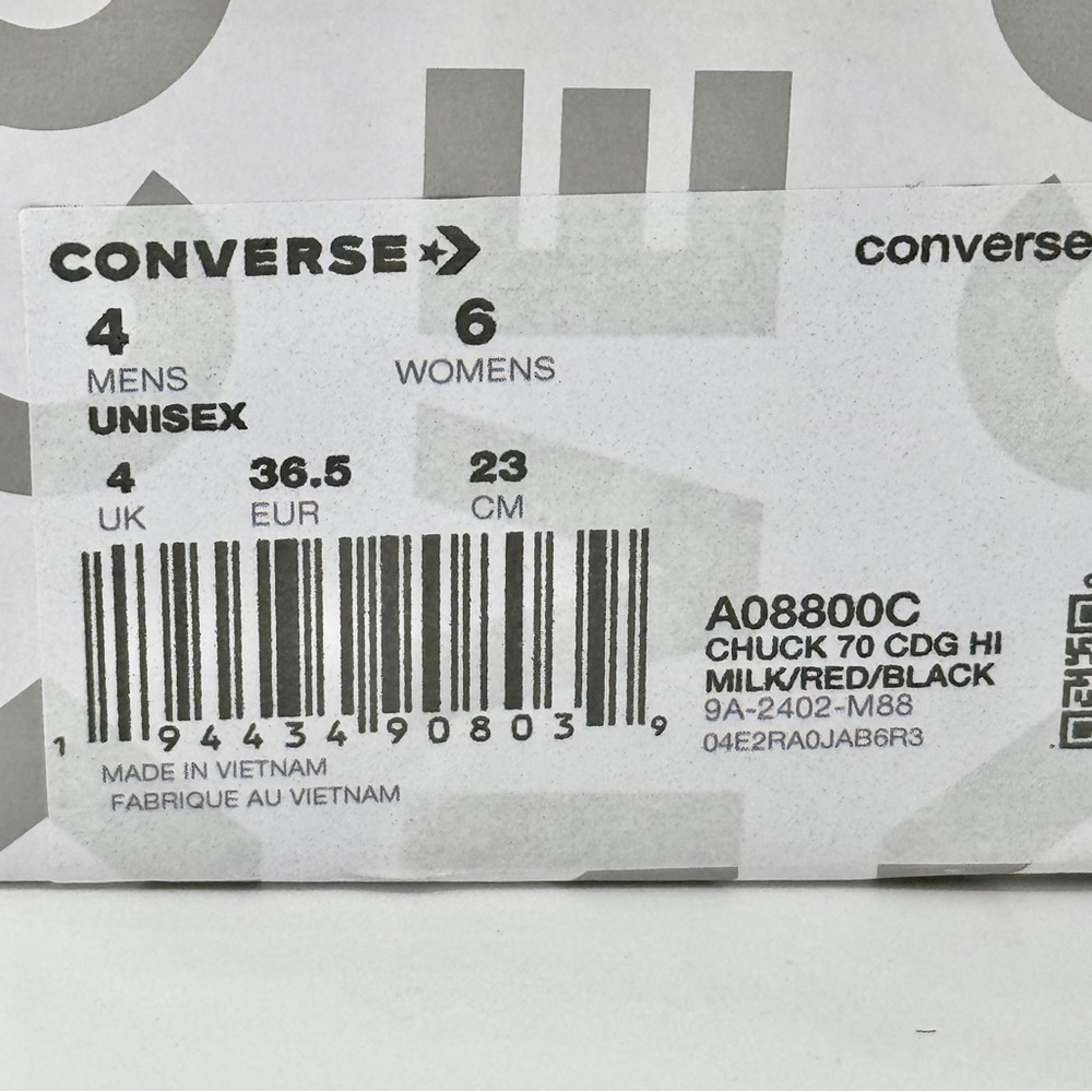 NWT Commes Des Garçons CDG Play Converse High Top Chuck 70 Heart Sneakers Cream - Picture 10 of 16